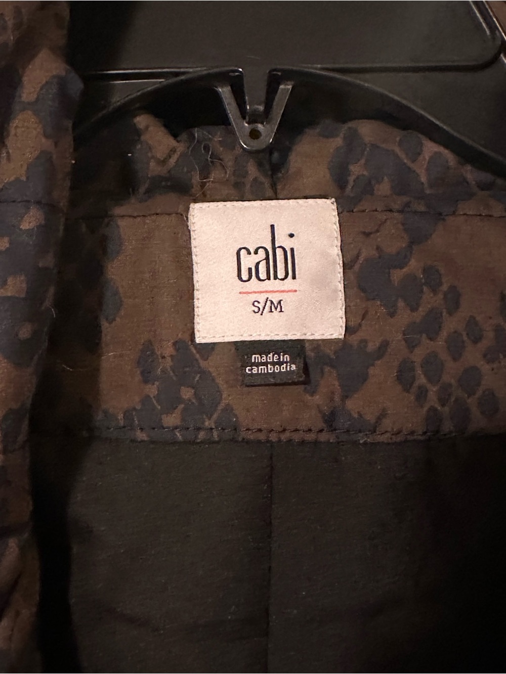 CAbi Brown Quilted Python Print Hooded Shawl-Collar Puffer Jacket - Picture 7 of 7